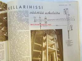 Kotiliesi 1956 nr 9 toukokuu -mm. Keveämpiä kalorioita kesän kynnyksellä, Aikaista satoja  muovin alta, Kellarihissi. Keski-Pohjanmaan emäntäkoulu - opettaja