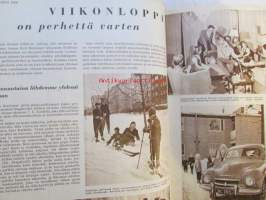 Kotiliesi 1956 nr 6 maaliskuu -mm. Iloisia tupsulakkeja, Hiekkauunin leipää Islannissa, Puujalkamökki, Tohtori Riitta Pylkkänen Kansanpuvun alkulähteiltä,