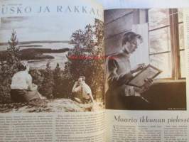 Kotiliesi 1956 nr 6 maaliskuu -mm. Iloisia tupsulakkeja, Hiekkauunin leipää Islannissa, Puujalkamökki, Tohtori Riitta Pylkkänen Kansanpuvun alkulähteiltä,