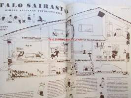 Kotiliesi 1956 nr 3 -mm. Puhtaus on puoli viehkeyttä, Verholeikki, Arkipöydän iloinen liina, Kannattaako henkivakuutus, Yk:n Päämäärä, Äiti