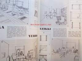 Kotiliesi 1956 nr 3 -mm. Puhtaus on puoli viehkeyttä, Verholeikki, Arkipöydän iloinen liina, Kannattaako henkivakuutus, Yk:n Päämäärä, Äiti