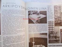 Kotiliesi 1956 nr 3 -mm. Puhtaus on puoli viehkeyttä, Verholeikki, Arkipöydän iloinen liina, Kannattaako henkivakuutus, Yk:n Päämäärä, Äiti