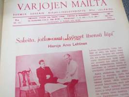 Varjojen mailta - Sokeain julkaisu 1952 nrot 5-12, yhteensä 6 lehteä, sokeain elämää, koulutusta, ajanvietettä ym.