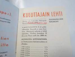 Puhukaa suoraan kuluttajille, liikkeenjohtajille, myyjille Kulutusosuuskuntien Keskusliitto ilmoitushinnasto 1939