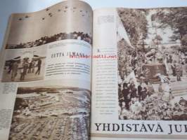 Suomen Kuvalehti 1957 nr 37, presidentti Kekkosen valtiovierailu Tanskaan, RUK:ssa juhlittiin, Mussolinin hautajaiset, hienoja koko sivun mainoksia mm. Philips