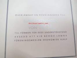 För att hedra minnet av ... överlämnat en penninggfåva till släktföreningen von Troil till förmån för dess understödsfond avsedd att vid behov lämna