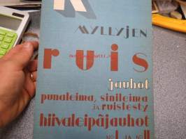 SOK:n myllyjen ruisjauhot punaleima, sinileima ja ruislesty nr I ja II - Antoisa leipätulos ja maukas leipä -mainosplakaatti 1930-luvulta