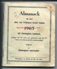 Almanack  1965 -   kalenteri merkintöjä