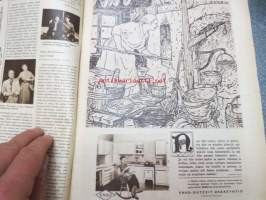 Suomen Kuvalehti 1954 nr 43, 23.10.1954, sis. mm. seur. artikkelit / kuvat / mainokset; Kansikuva Nahkakonventin riemua, Täysosuma karamellit, Lapin maalari Eino