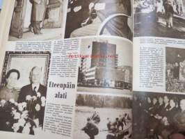 Suomen Kuvalehti 1954 nr 43, 23.10.1954, sis. mm. seur. artikkelit / kuvat / mainokset; Kansikuva Nahkakonventin riemua, Täysosuma karamellit, Lapin maalari Eino