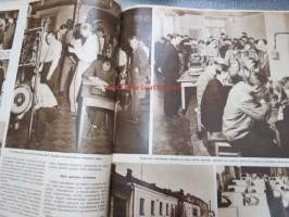 Suomen Kuvalehti 1954 nr 43, 23.10.1954, sis. mm. seur. artikkelit / kuvat / mainokset; Kansikuva Nahkakonventin riemua, Täysosuma karamellit, Lapin maalari Eino