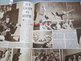 Suomen Kuvalehti 1954 nr 43, 23.10.1954, sis. mm. seur. artikkelit / kuvat / mainokset; Kansikuva Nahkakonventin riemua, Täysosuma karamellit, Lapin maalari Eino