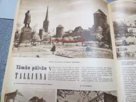Suomen Kuvalehti 1954 nr 43, 23.10.1954, sis. mm. seur. artikkelit / kuvat / mainokset; Kansikuva Nahkakonventin riemua, Täysosuma karamellit, Lapin maalari Eino