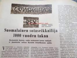 Suomen Kuvalehti 1954 nr 43, 23.10.1954, sis. mm. seur. artikkelit / kuvat / mainokset; Kansikuva Nahkakonventin riemua, Täysosuma karamellit, Lapin maalari Eino