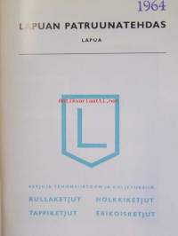 Lapuan patruunatehdas 1964 - Ketjuja tehonsiirtoon ja kuljetuksiin Rullaketjut, Holkkiketjut, Tappiketjut ja Erikoisketjut - Mukana 4 ketjun valinta monograami,