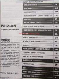 Nissan model D21 series Service manual supplement IV - korjaamokäsikirjan lisäosa, katso kuvista tarkemmin sisältöä