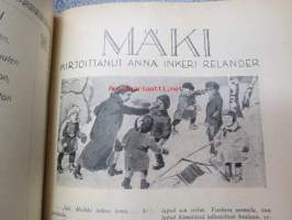 Maailman joulu 1925, sis. mm. seur. artikkelit; Kansikuvitus Oscar Furuhjelm, takansi Hangon Keksi-mainos - Pingviinit keskustelevat - kuvittanut Adolf Bock, U.W.