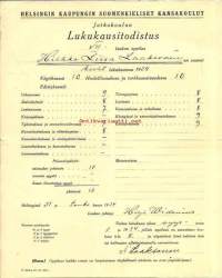 Jatkokoulun Lukukausitodistus 1934,  - koulutodistus