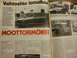 Moottori 1974 / 4 sis mm Austin Maxi ja Citroen Dyane uudet testiautot.Moottoripyöränäyttely ja taulukko.Paketti-ja erikoisautot.Moottorimökki(matkailuauto).ym