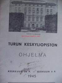 Turun Kesäyliopiston qhjelma 1945