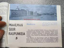 Koulusäästäjän keräilykansio / Säästöpankki - Maailman suurkaupunkeja 16 kpl, osa leikattuja + 1 kpl Vanhan helmen tarina (osa 8)