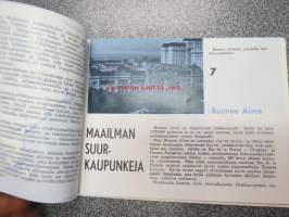 Koulusäästäjän keräilykansio / Säästöpankki - Maailman suurkaupunkeja 16 kpl, osa leikattuja + 1 kpl Vanhan helmen tarina (osa 8)