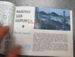 Koulusäästäjän keräilykansio / Säästöpankki - Maailman suurkaupunkeja 16 kpl, osa leikattuja + 1 kpl Vanhan helmen tarina (osa 8)