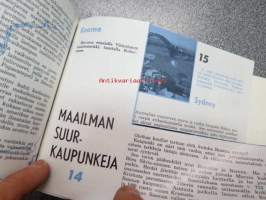 Koulusäästäjän keräilykansio / Säästöpankki - Maailman suurkaupunkeja 16 kpl, osa leikattuja + 1 kpl Vanhan helmen tarina (osa 8)