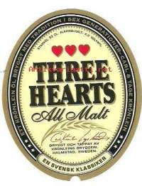 Three Hearts All Malt, olutetiketti