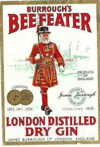 Burrough´s Beefeater Dry Gin - viinaetiketti