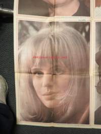 Bob Dylan, France Gall, Marianne Faithfull, Philips Donovan -Suosikki-lehden keskiaukeamajuliste 1960-luvulta