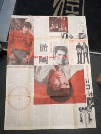 Bob Dylan, France Gall, Marianne Faithfull, Philips Donovan -Suosikki-lehden keskiaukeamajuliste 1960-luvulta