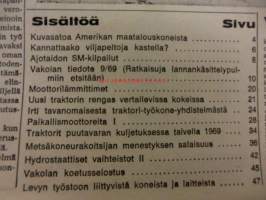 Koneviesti 1969 / 22  sis mm. Kuvasatoa Amerikan maatalouskoneista, Kannataako viljapeltoja kastella? Ajotaidon SM-kilpailut, Vakolan tiedote 9/69 (Ratkaisuja