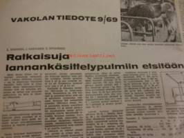 Koneviesti 1969 / 22  sis mm. Kuvasatoa Amerikan maatalouskoneista, Kannataako viljapeltoja kastella? Ajotaidon SM-kilpailut, Vakolan tiedote 9/69 (Ratkaisuja