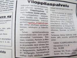 Möykky 1965 nr 1-2 joulukuu - Kupittaan Yhteiskolun teinikunnan lehti; Jukka Leino - Turun Teiniyhdistyksen puheenjohtaja, Jimmy Ikonen - Heillä ei ole paikkaa,