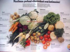 Maailman parhaat vihannekset ovat kotimaisia - Keskon mainosjuliste  1970-1980-luvuilta 80x120 cm  K-Kaupan Väiskin aikaisia.Väinö Valdemar Purje eli