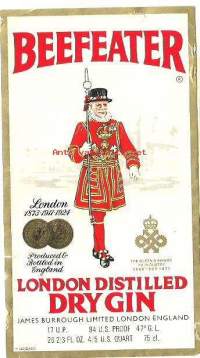 Beefeater Dry Gin - viinaetiketti