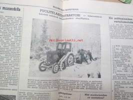 Maaseudun Koneviesti 1954 nr 6, sis. mm. seur. artikkelit / kuvat / mainokset; Volvon 25.000:nnes traktori, Magneetto tarkastelun kohteena, Leikkuupuimurin