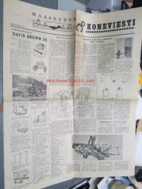 Maaseudun Koneviesti 1954 nr 1, sis. mm. seur. artikkelit / kuvat / mainokset; David Brown 25, Moottoripyöristä, Ruokolahtelainen Armas Ikonen rakensi auton