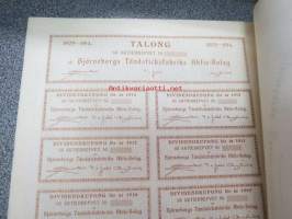 Björneborgs Tändsticksfabriks Aktie-Bolag, Pori, 1 000 mk -osakekirja