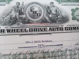 The Four Wheel Drive Auto Company 10 shares 10,00 USD each, 1946 -osakekirja