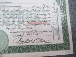 The Four Wheel Drive Auto Company 10 shares 10,00 USD each, 1946 -osakekirja