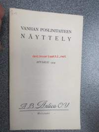 Vanhan posliinitaiteen näyttely syyskuu 1919 / Ab Antica Oy -näyttelyluettelo