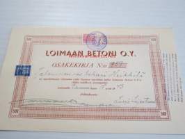 Loimaan Betoni Oy, Loimaa 1943, 500 mk, Oskari Heikkilä, nr 751-osakekirja