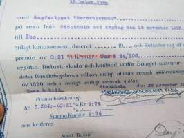 Försäkrings-Aktiebolaget Fylgia / S/S Nordstjernanl med avgång till Åbo, 28.11.1925 -kuljetusvakuutuskirja