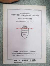 Apparatus for Hydrogen ion concentration (pH) Measurements in laboratory and plant - Catalog EN-96 1937 - Leeds &amp; Northrup Company