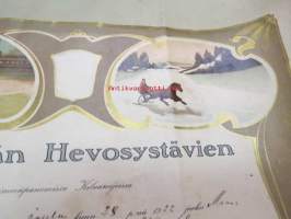 Kunniakirja Mäntsälän Hevosystävien toimeenpanemissa Kilvanajoissa Sääksjärven jäällä 28.12.1922 ori &quot;Willin-Esko&quot;, omistaja maanviljelijä K. Saarenmaa, V palkinto