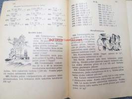 Opin laskemaan M 2 Maseudun kansakoulujen laskennon ja mitttausopin oppikirja yhdistetty V ja VI luokka, kuvittanut Olavi Vikainen