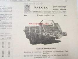 Koneviesti 1957 nr 6 -mm. Porilainen leikuupuimuri Rosenlew 956 LP, Lokomon Teräskarhu, Kansanmies keksijänä, Autoalan katsaus Jaguar ja Bambino, Magirus-Deutz,