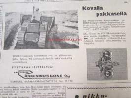 Koneviesti 1957 nr 6 -mm. Porilainen leikuupuimuri Rosenlew 956 LP, Lokomon Teräskarhu, Kansanmies keksijänä, Autoalan katsaus Jaguar ja Bambino, Magirus-Deutz,